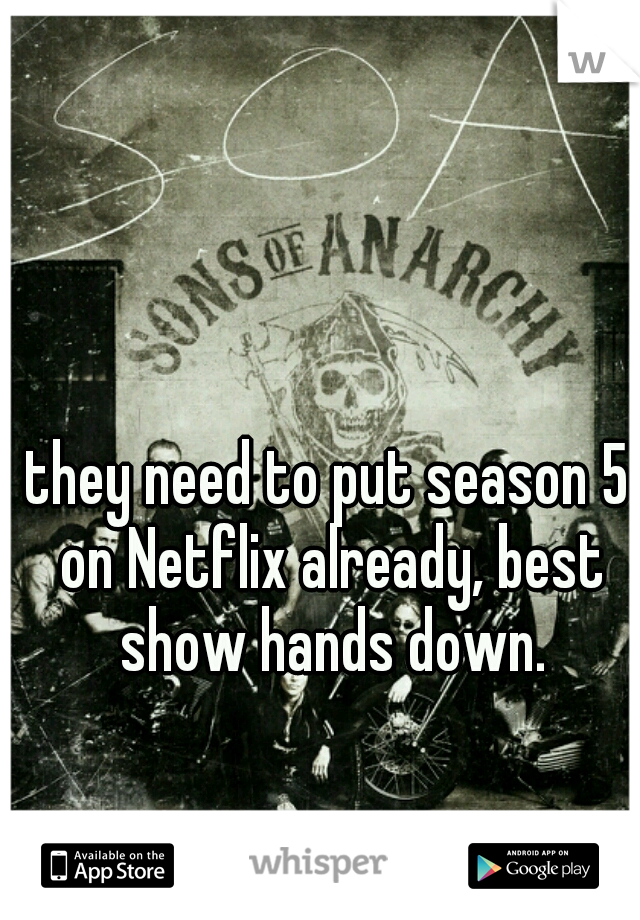 they need to put season 5 on Netflix already, best show hands down.