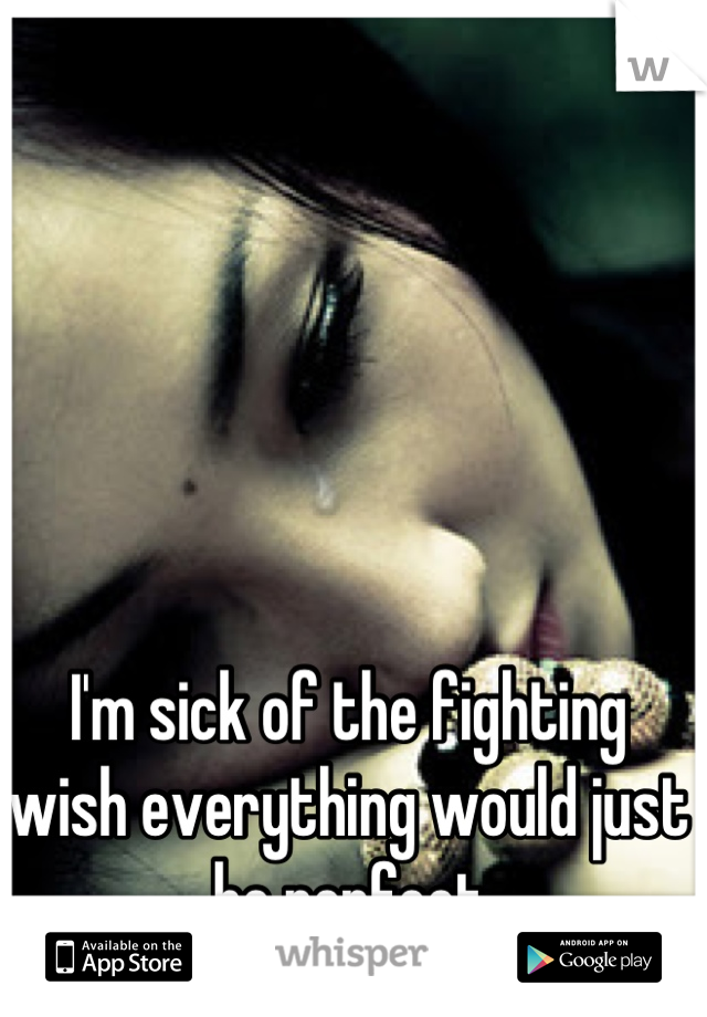 I'm sick of the fighting wish everything would just be perfect