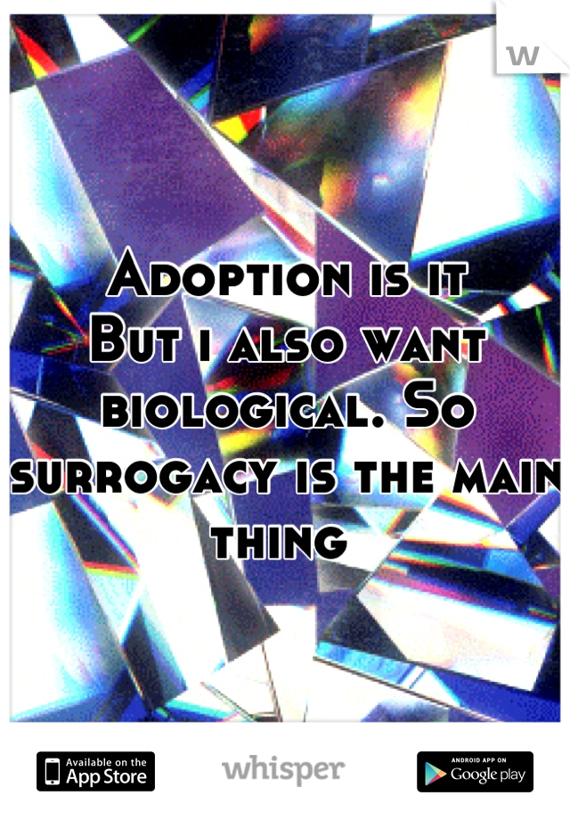 Adoption is it 
But i also want biological. So surrogacy is the main thing 