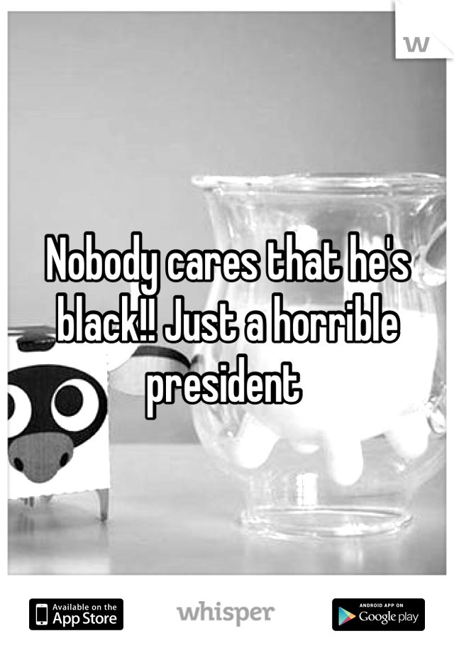 Nobody cares that he's black!! Just a horrible president 