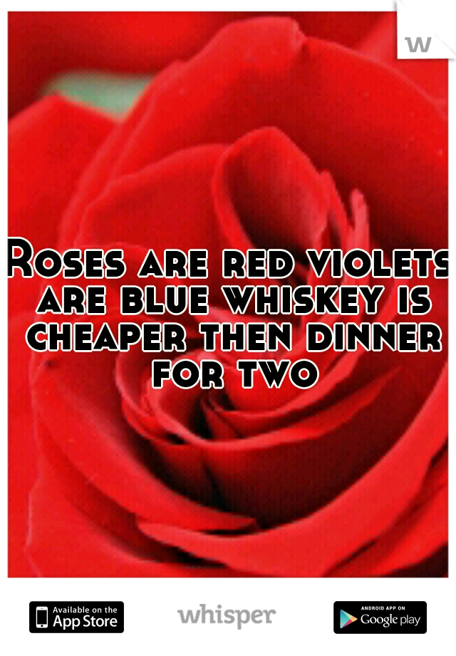 Roses are red violets are blue whiskey is cheaper then dinner for two