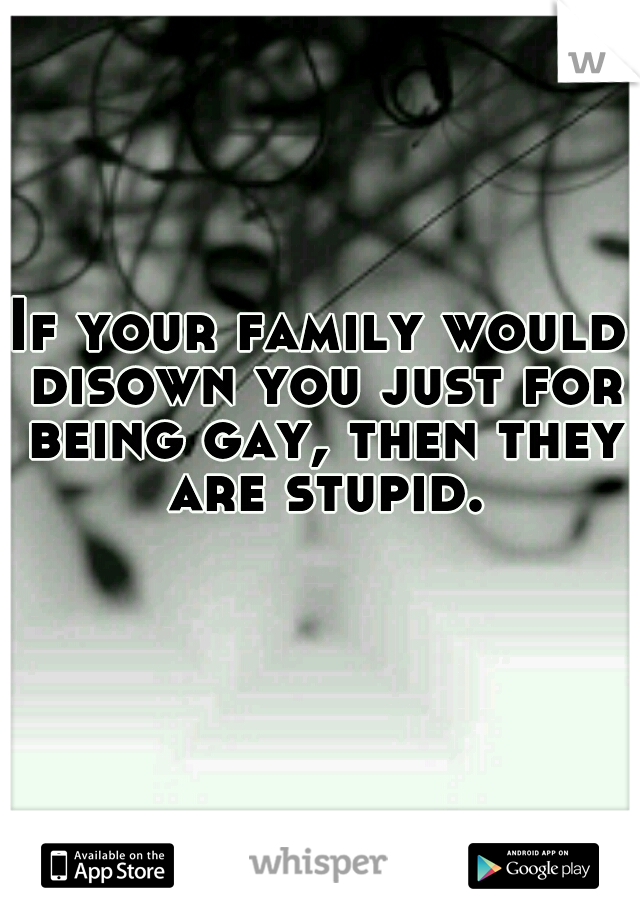 If your family would disown you just for being gay, then they are stupid.