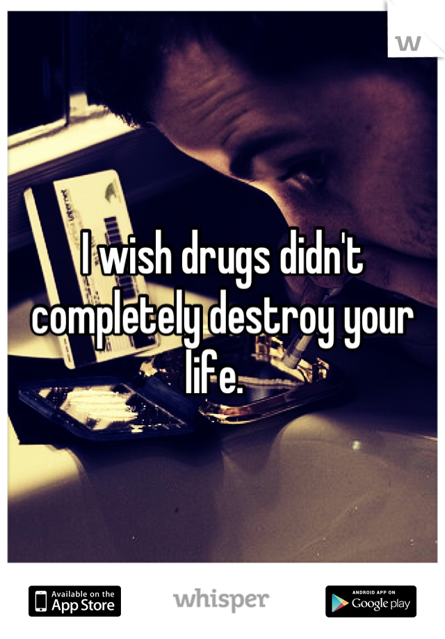 I wish drugs didn't completely destroy your life.  