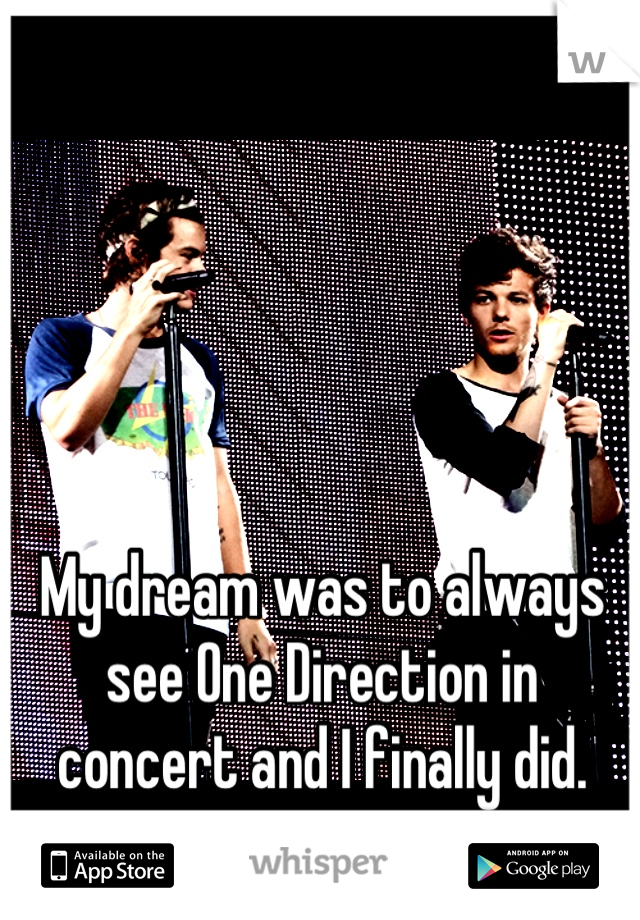 My dream was to always see One Direction in concert and I finally did.