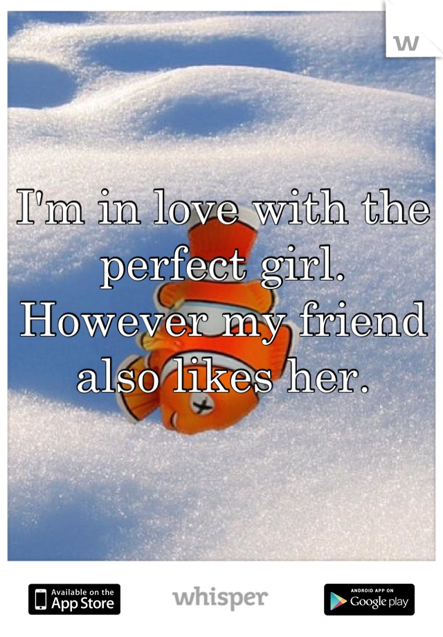 I'm in love with the perfect girl. 
However my friend also likes her. 

