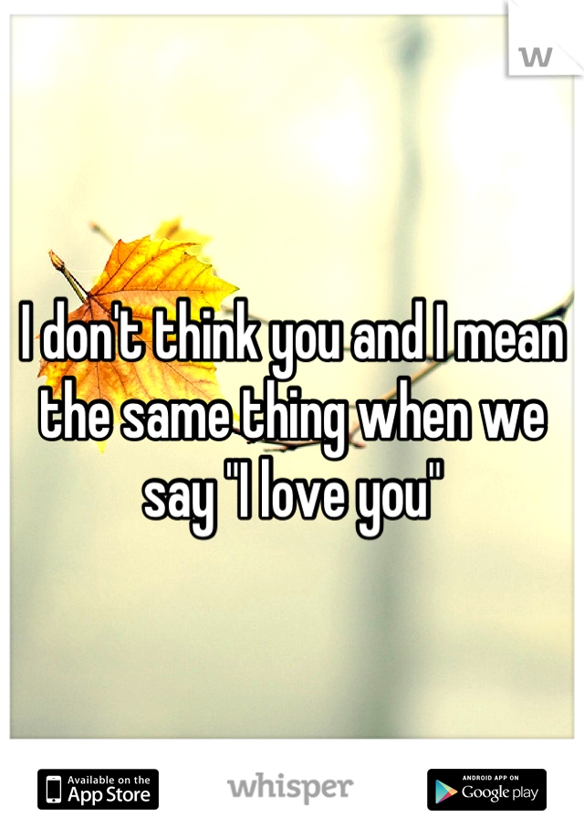 I don't think you and I mean the same thing when we say "I love you"
