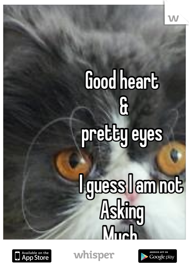 Good heart 
 &  
pretty eyes

     I guess I am not
Asking 
Much 