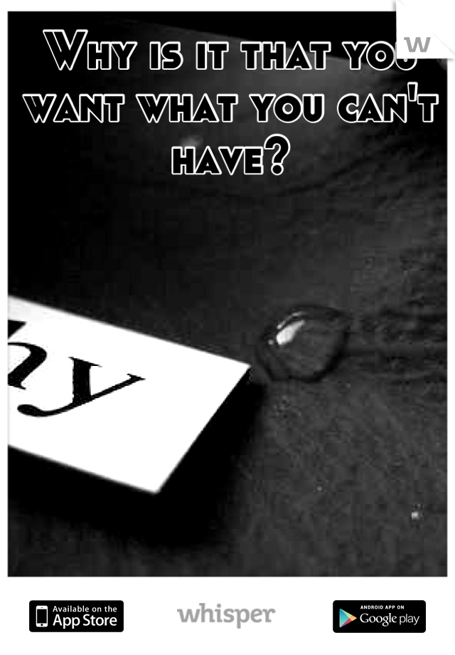 Why is it that you want what you can't have?