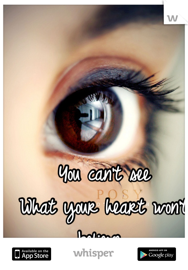 You can't see
What your heart won't believe 
