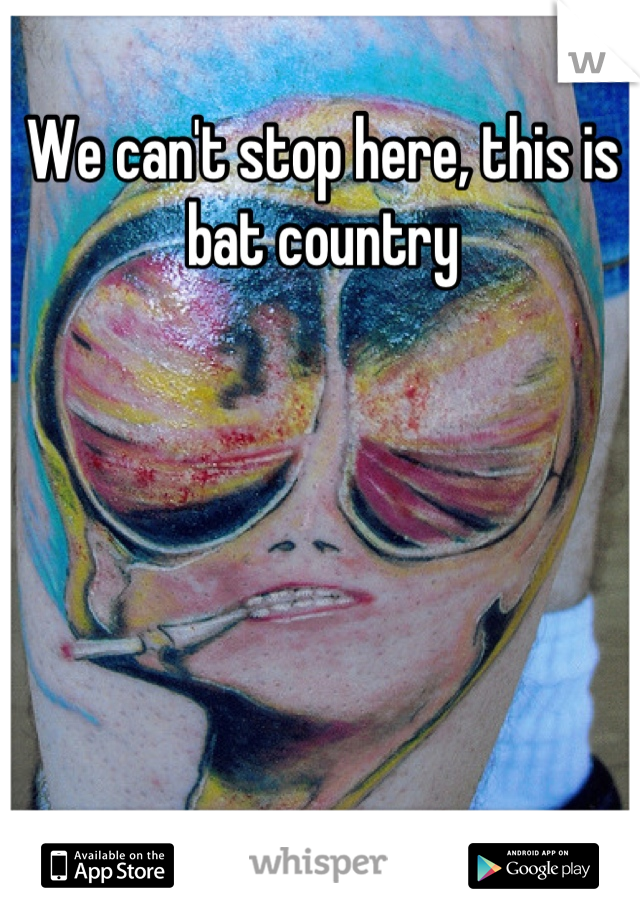 We can't stop here, this is bat country