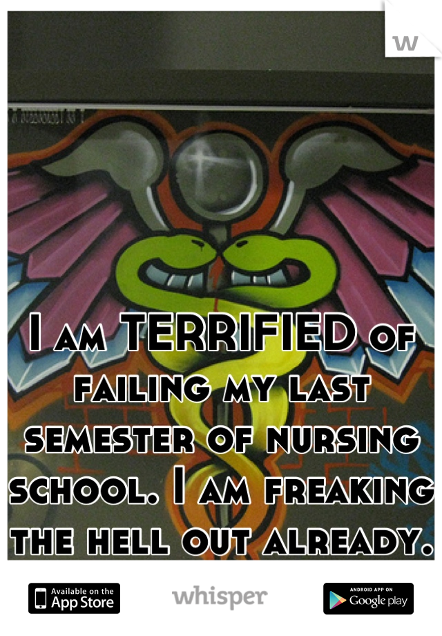 I am TERRIFIED of failing my last semester of nursing school. I am freaking the hell out already.