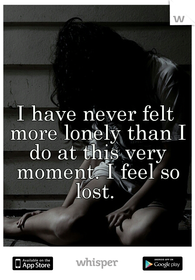 I have never felt more lonely than I do at this very moment. I feel so lost. 