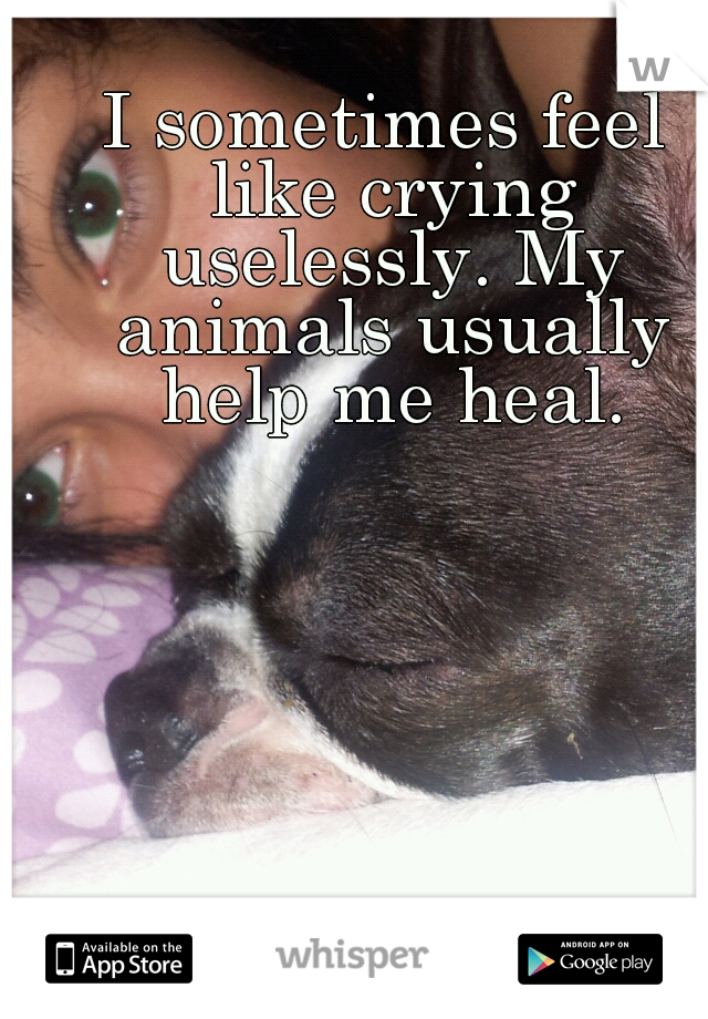 I sometimes feel like crying uselessly. My animals usually help me heal.