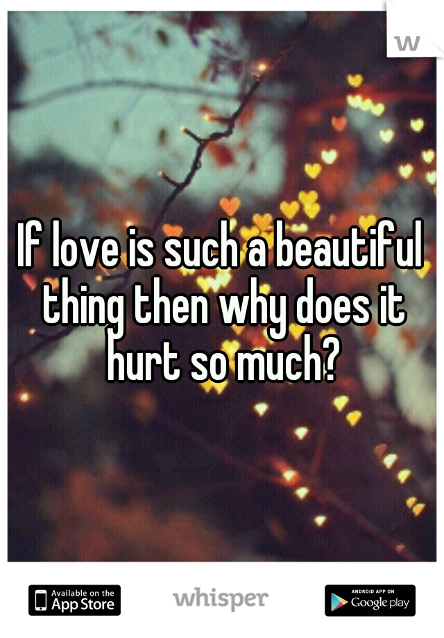 If love is such a beautiful thing then why does it hurt so much?