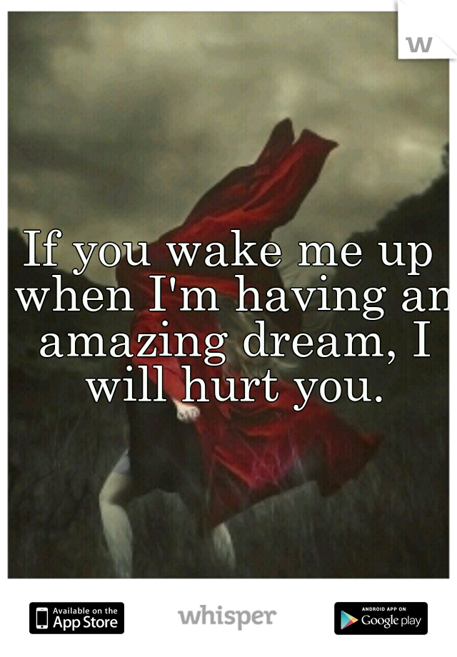 If you wake me up when I'm having an amazing dream, I will hurt you.