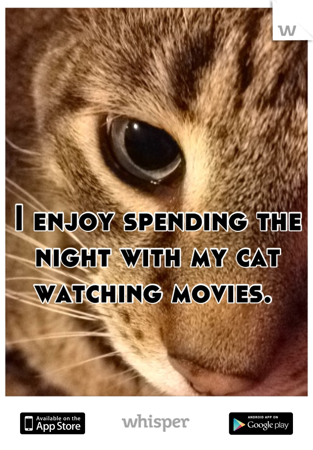 I enjoy spending the night with my cat watching movies. 