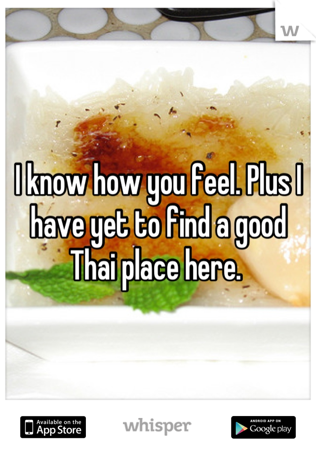 I know how you feel. Plus I have yet to find a good Thai place here. 