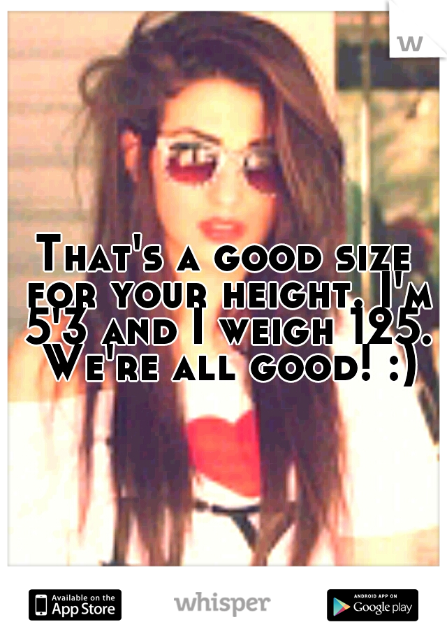 That's a good size for your height. I'm 5'3 and I weigh 125. We're all good! :)