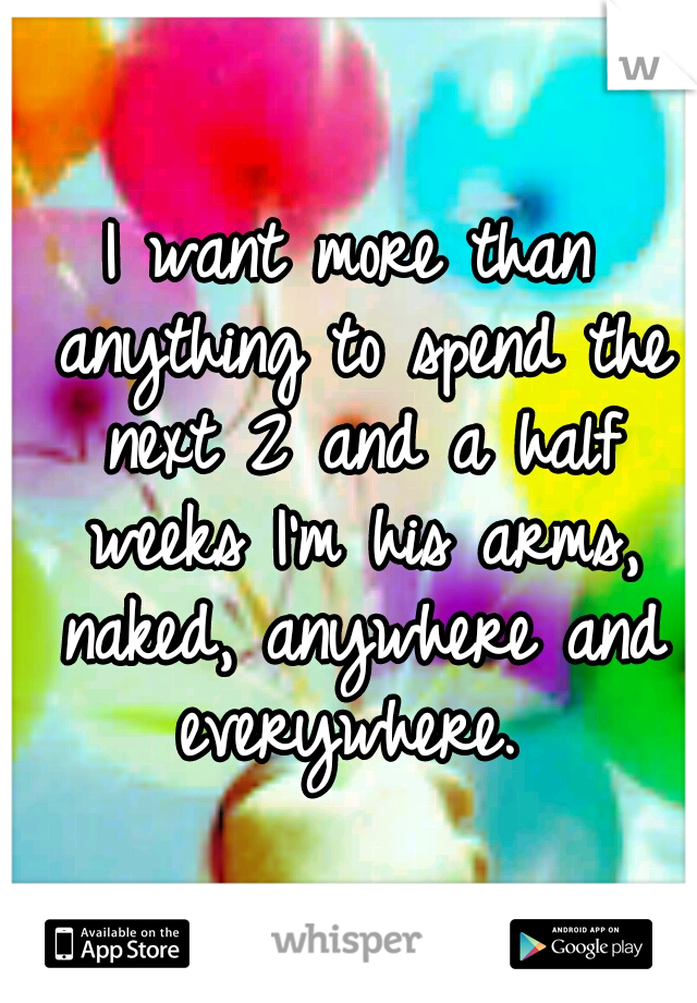 I want more than anything to spend the next 2 and a half weeks I'm his arms, naked, anywhere and everywhere. 