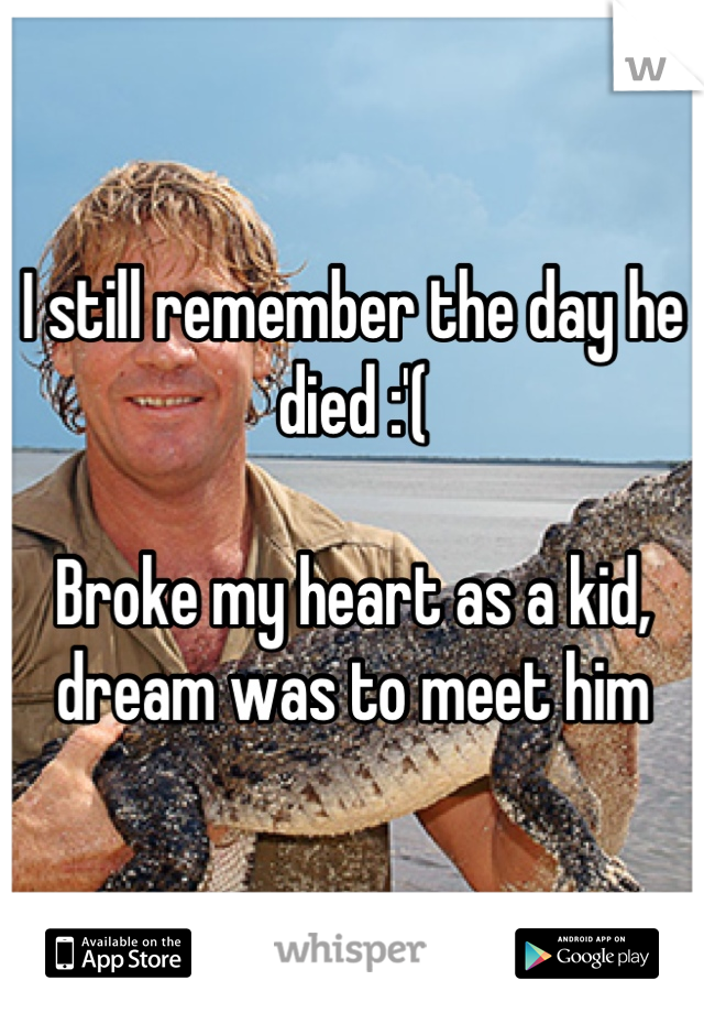 I still remember the day he died :'(

Broke my heart as a kid, dream was to meet him