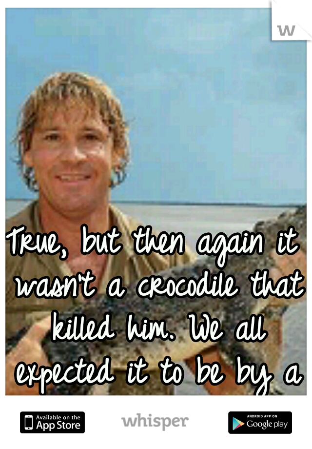 True, but then again it wasn't a crocodile that killed him. We all expected it to be by a crocodile, but nope.