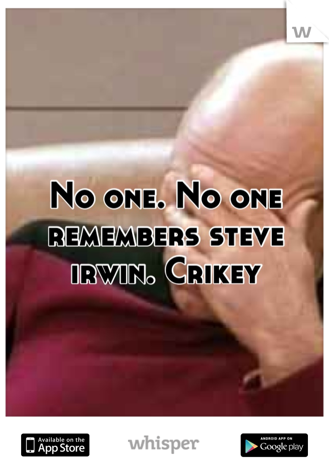 No one. No one remembers steve irwin. Crikey