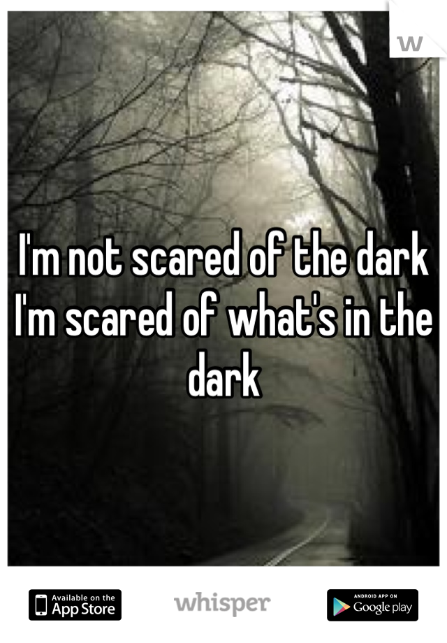 I'm not scared of the dark I'm scared of what's in the dark