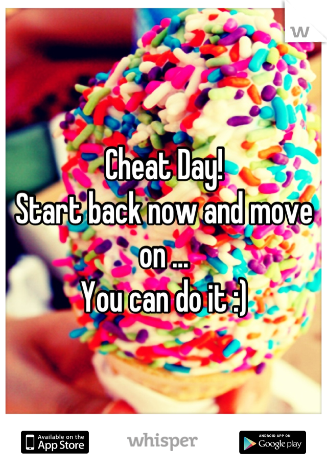 Cheat Day! 
Start back now and move on ... 
You can do it :)