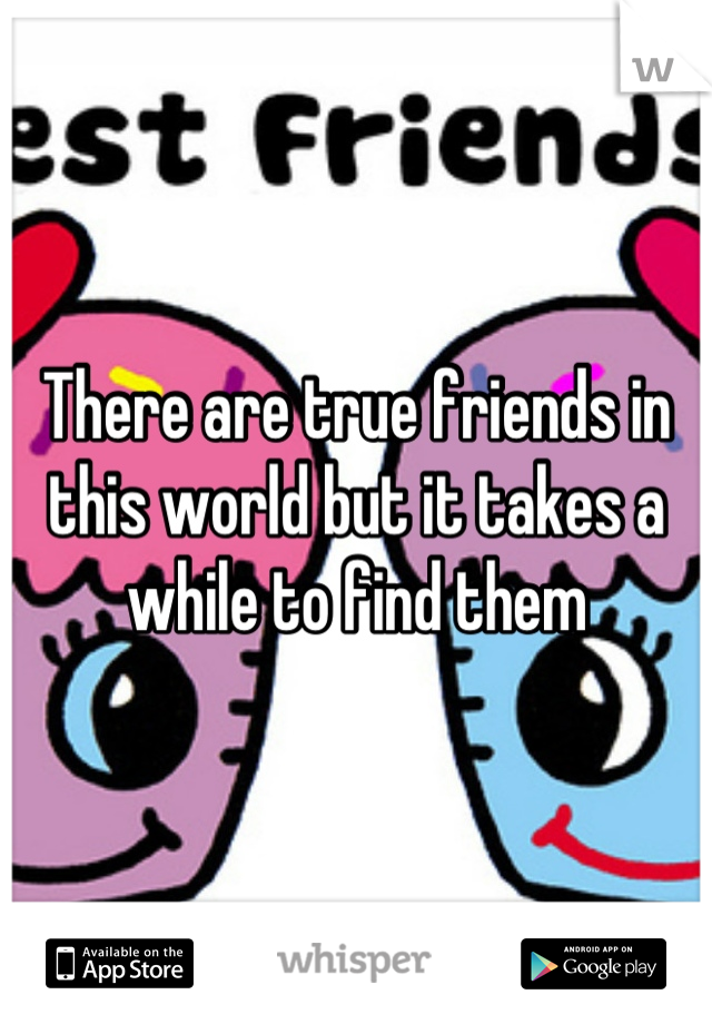 There are true friends in this world but it takes a while to find them