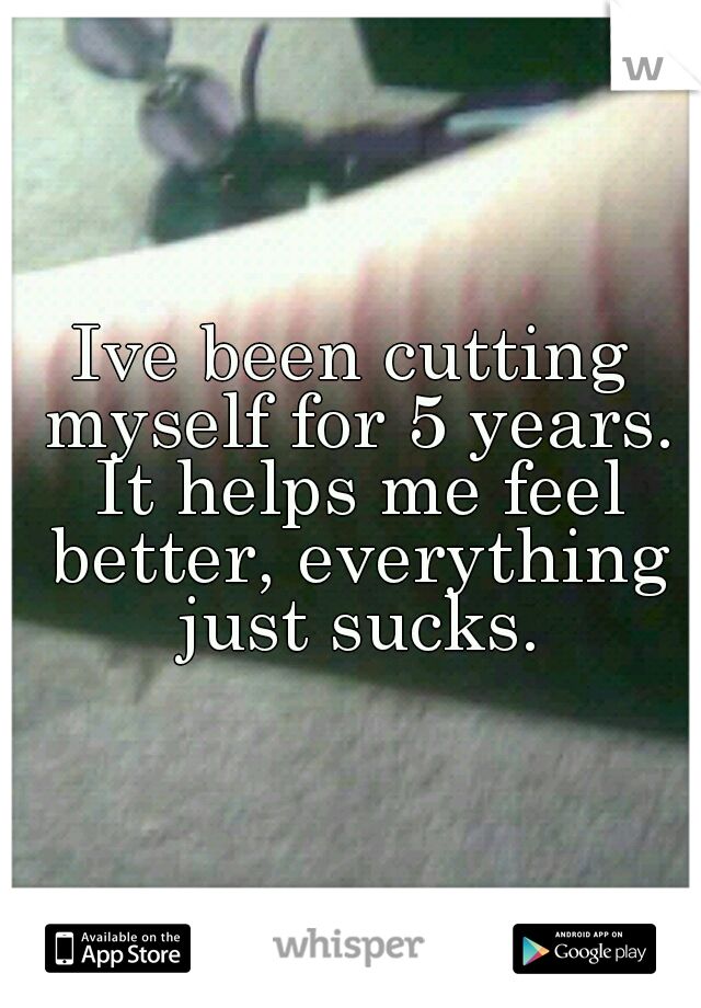 Ive been cutting myself for 5 years. It helps me feel better, everything just sucks.
