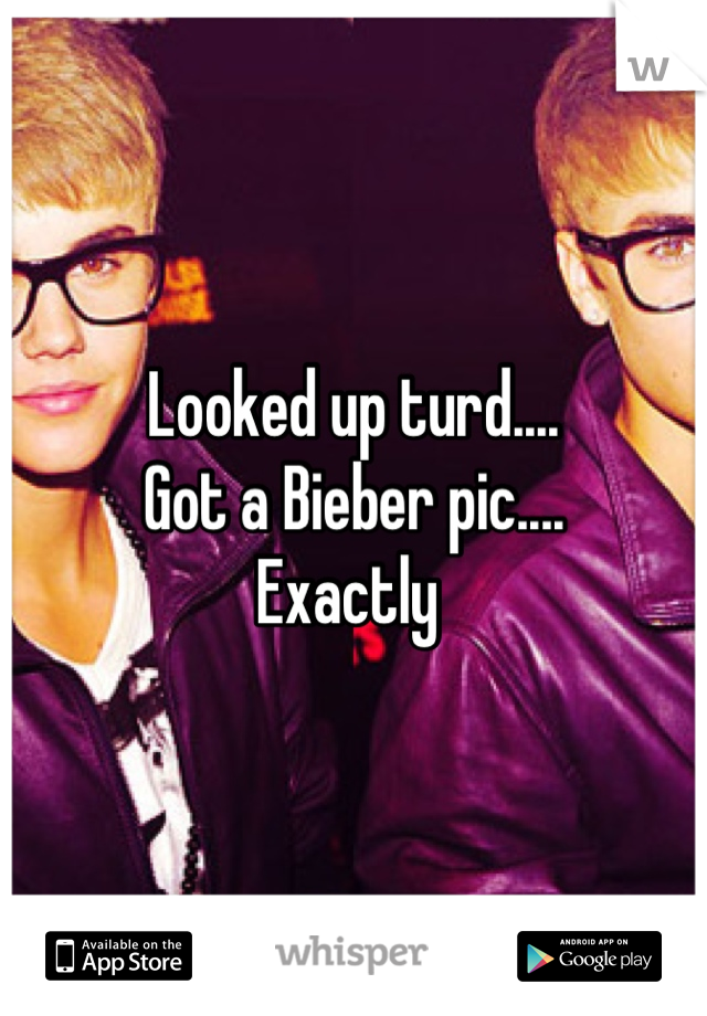 Looked up turd....
Got a Bieber pic....
Exactly 