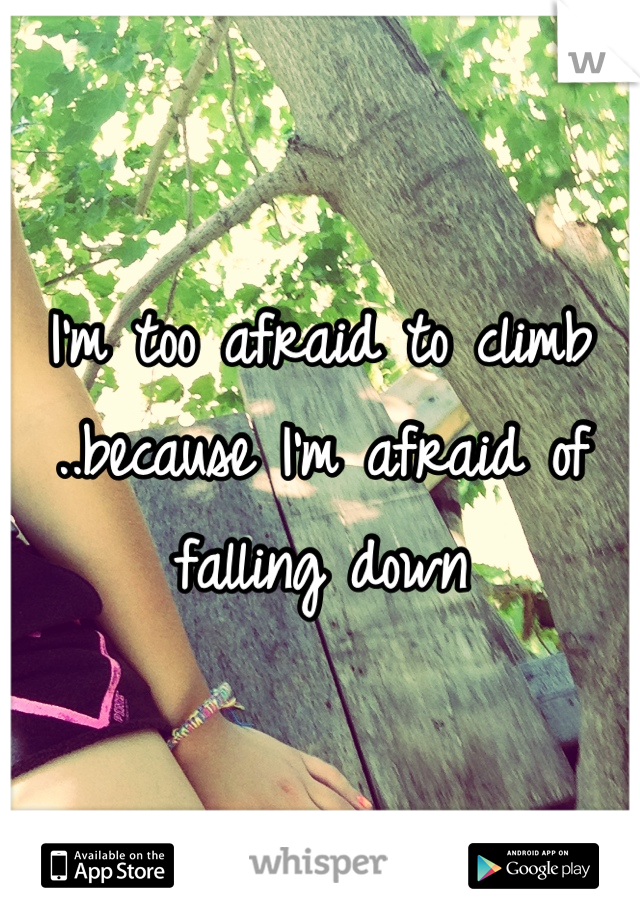 I'm too afraid to climb
..because I'm afraid of falling down