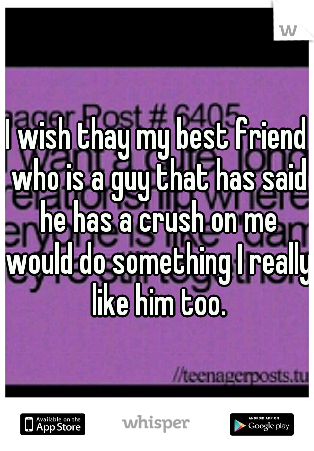 I wish thay my best friend who is a guy that has said he has a crush on me would do something I really like him too.