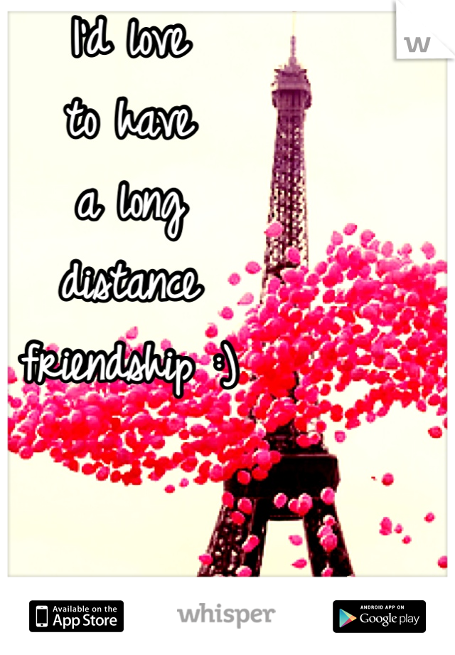 I'd love
to have
a long
distance 
friendship :)