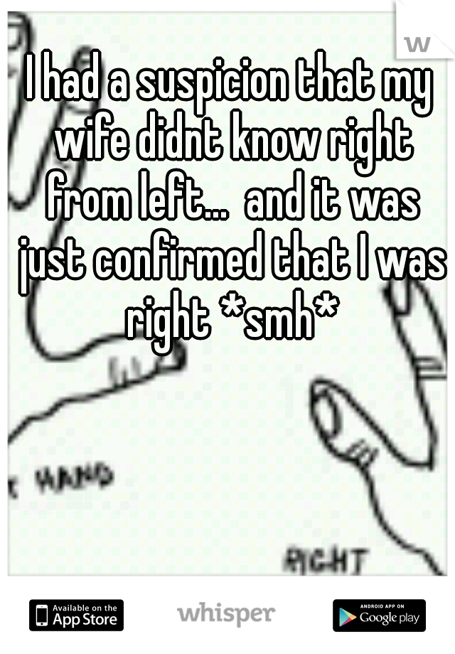 I had a suspicion that my wife didnt know right from left...  and it was just confirmed that I was right *smh*