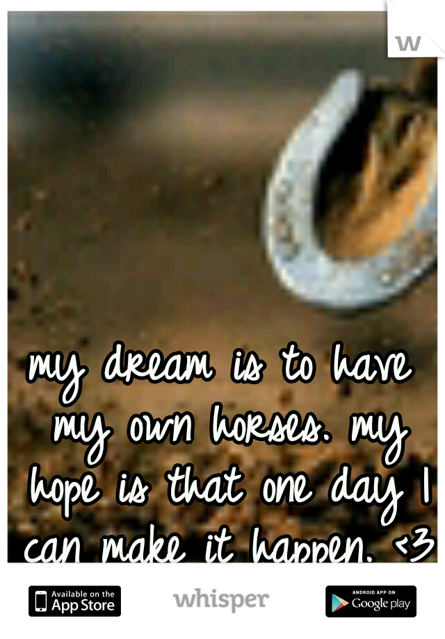 my dream is to have my own horses. my hope is that one day I can make it happen. <3