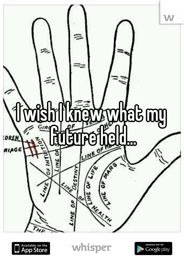 I wish I knew what my future held...
