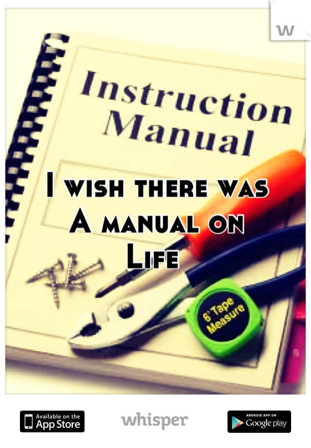 I wish there was 
A manual on
Life 