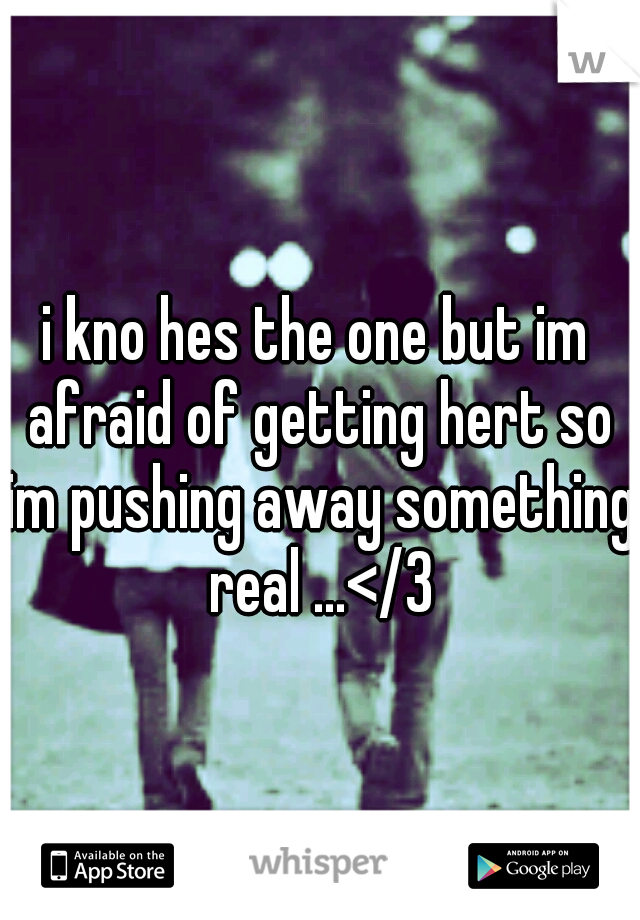 i kno hes the one but im afraid of getting hert so im pushing away something real ...</3