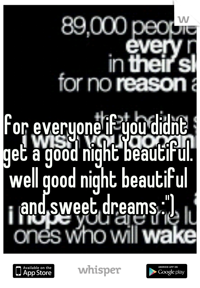 for everyone if you didnt get a good night beautiful. well good night beautiful and sweet dreams :")