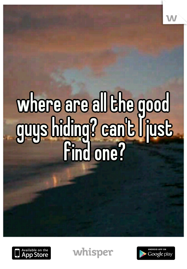 where are all the good guys hiding? can't I just find one?
