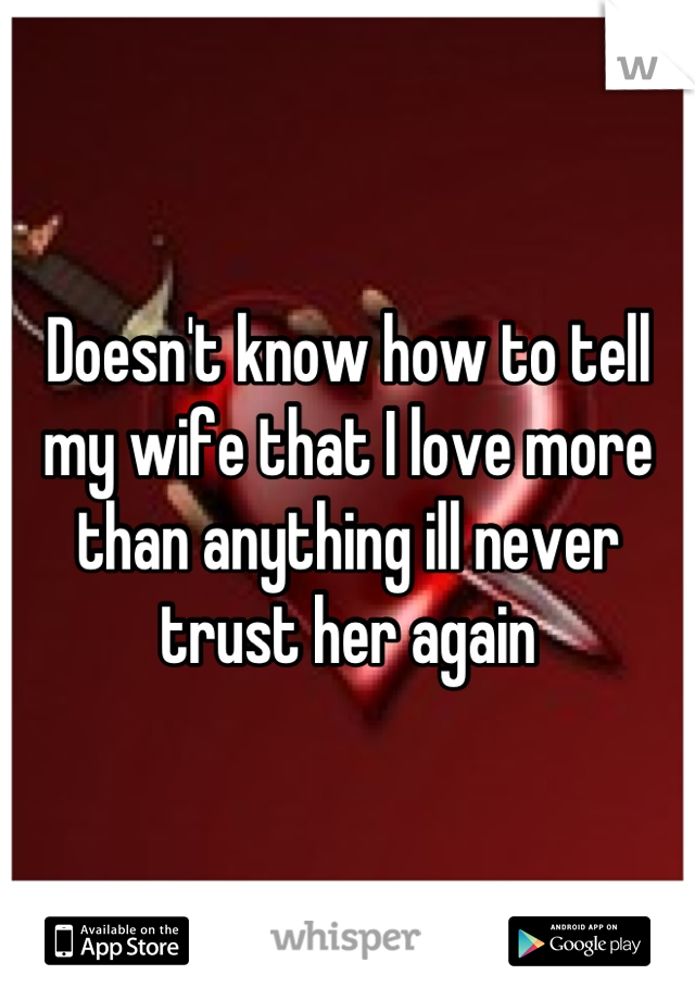 Doesn't know how to tell my wife that I love more than anything ill never trust her again