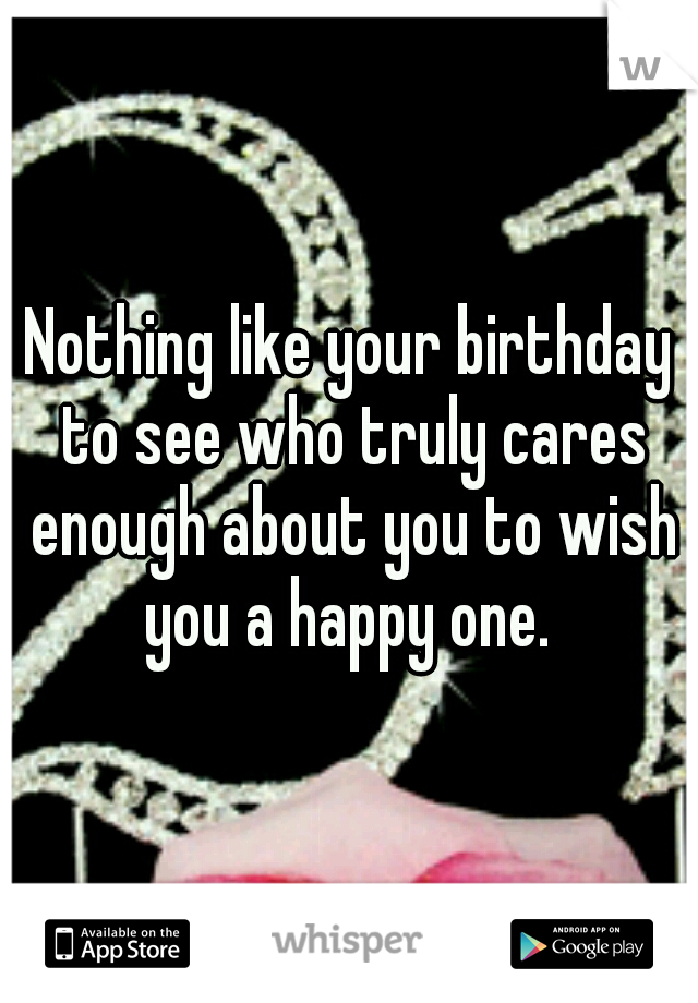 Nothing like your birthday to see who truly cares enough about you to wish you a happy one. 