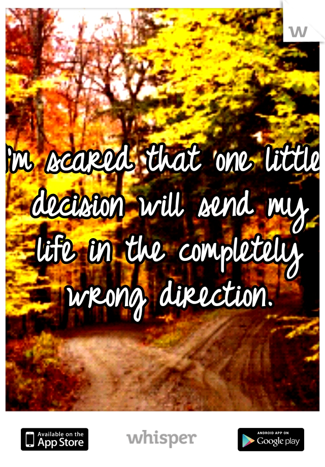 I'm scared that one little decision will send my life in the completely wrong direction.