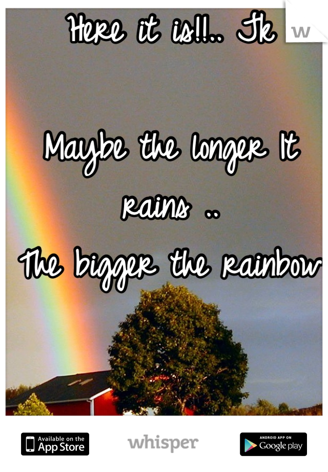 Here it is!!.. Jk

Maybe the longer It rains ..
The bigger the rainbow