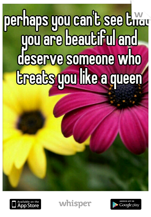 perhaps you can't see that you are beautiful and deserve someone who treats you like a queen