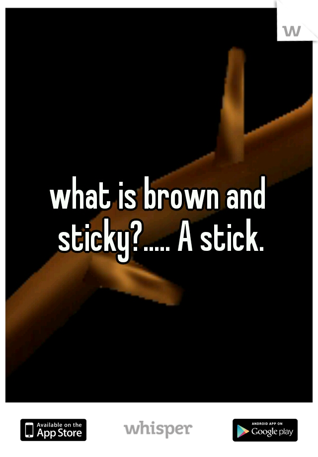 what is brown and sticky?..... A stick.
