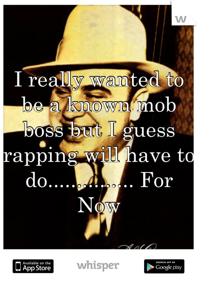 I really wanted to be a known mob boss but I guess rapping will have to do............... For Now
