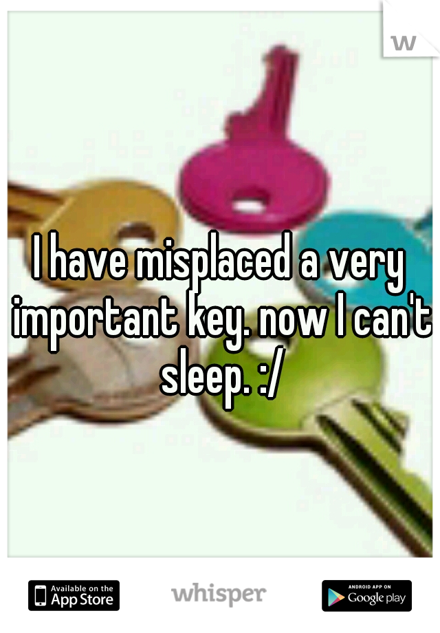 I have misplaced a very important key. now I can't sleep. :/