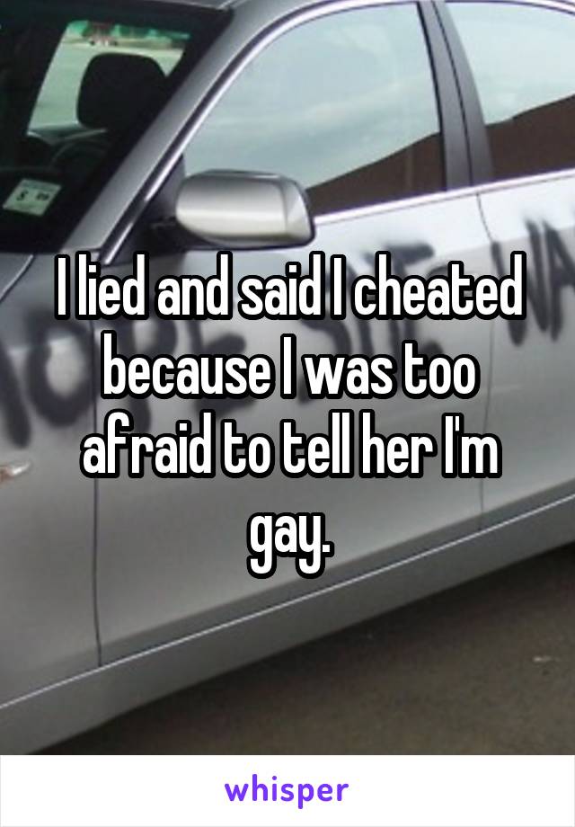 I lied and said I cheated because I was too afraid to tell her I'm gay.